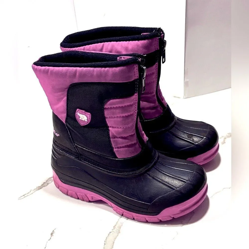 Arctic Shield | Girls Pink Black Padded Winter Snow Boots Size 12 Toddler